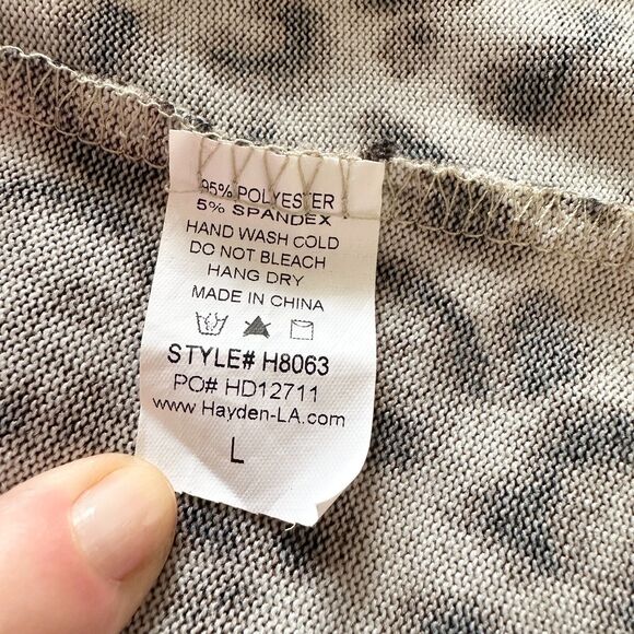 HAYDEN Top Women L Brown Leopard Animal Print 3/4 Slv Ruffle Neck Blouse NWOT - Picture 5 of 9